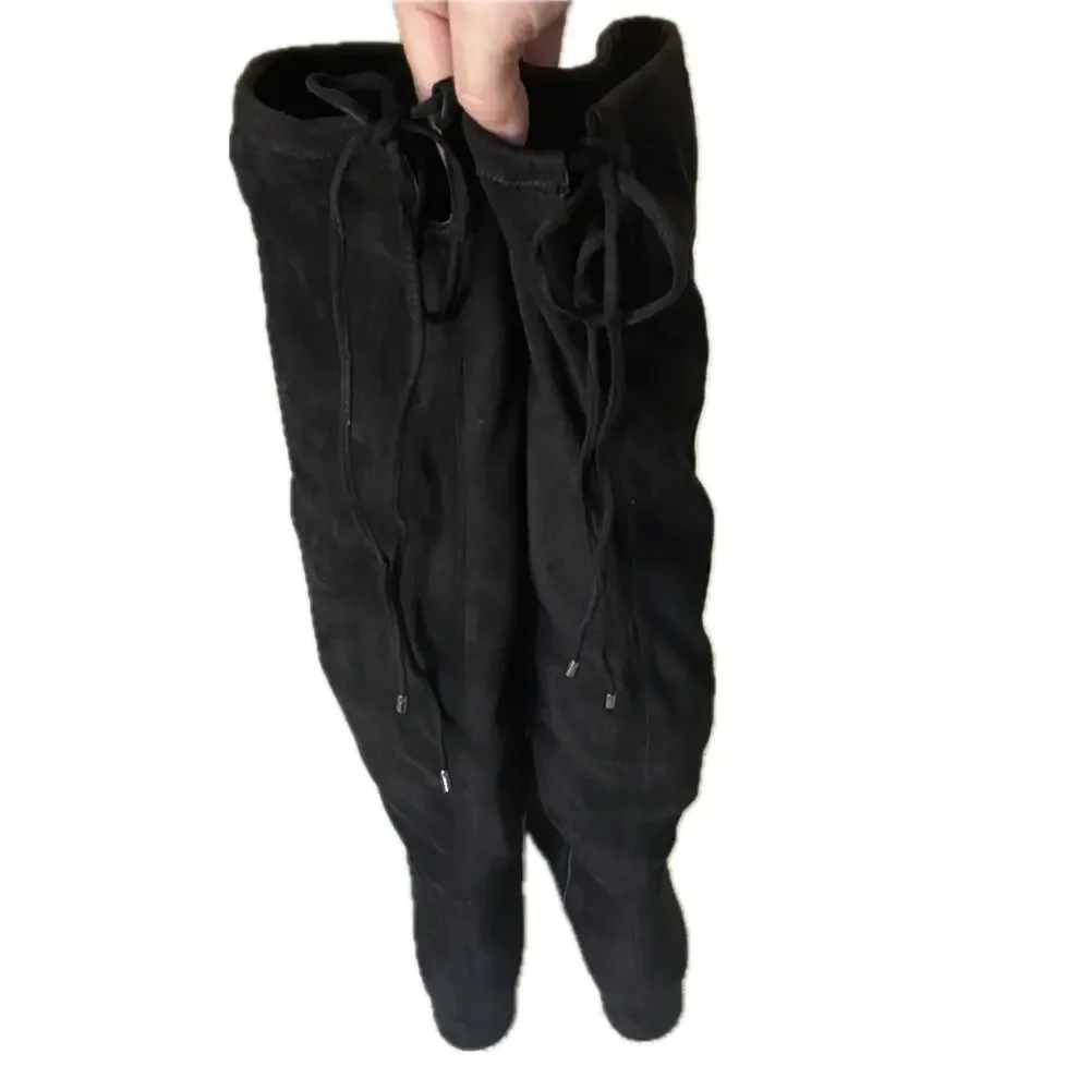 GAP Over the Knee Slouch Boots Faux Suede Block Heel Women’s Size 10 Black NWOT